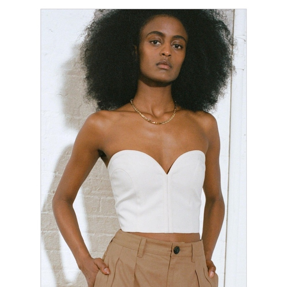 Mara Hoffman Ivory Strapless Sweetheart Crop Top
